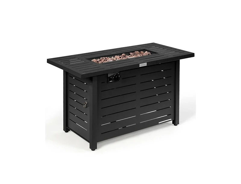 Skonyon 42 Inch 60 000 Btu Rectangular Propane Fire Pit Table with Waterproof Cover