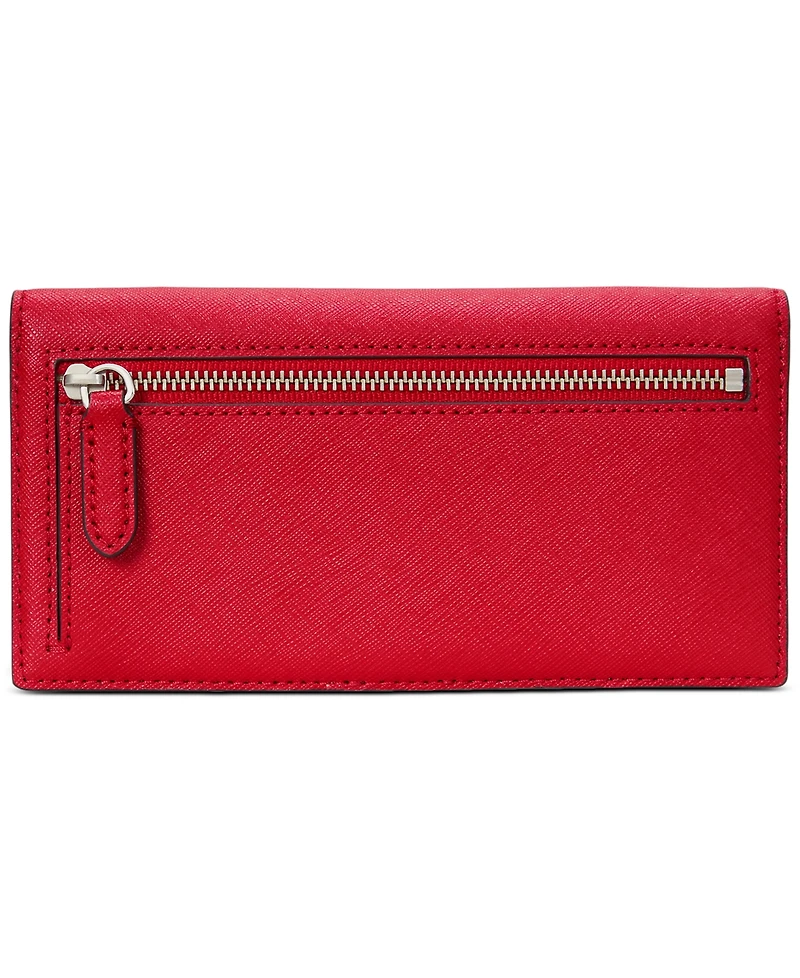 Lauren Ralph Crosshatch Leather Slim Snapped-Closure Wallet