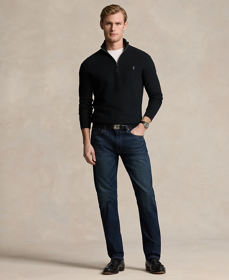 Polo Ralph Lauren Men's Mesh-Knit Cotton Quarter-Zip Sweater