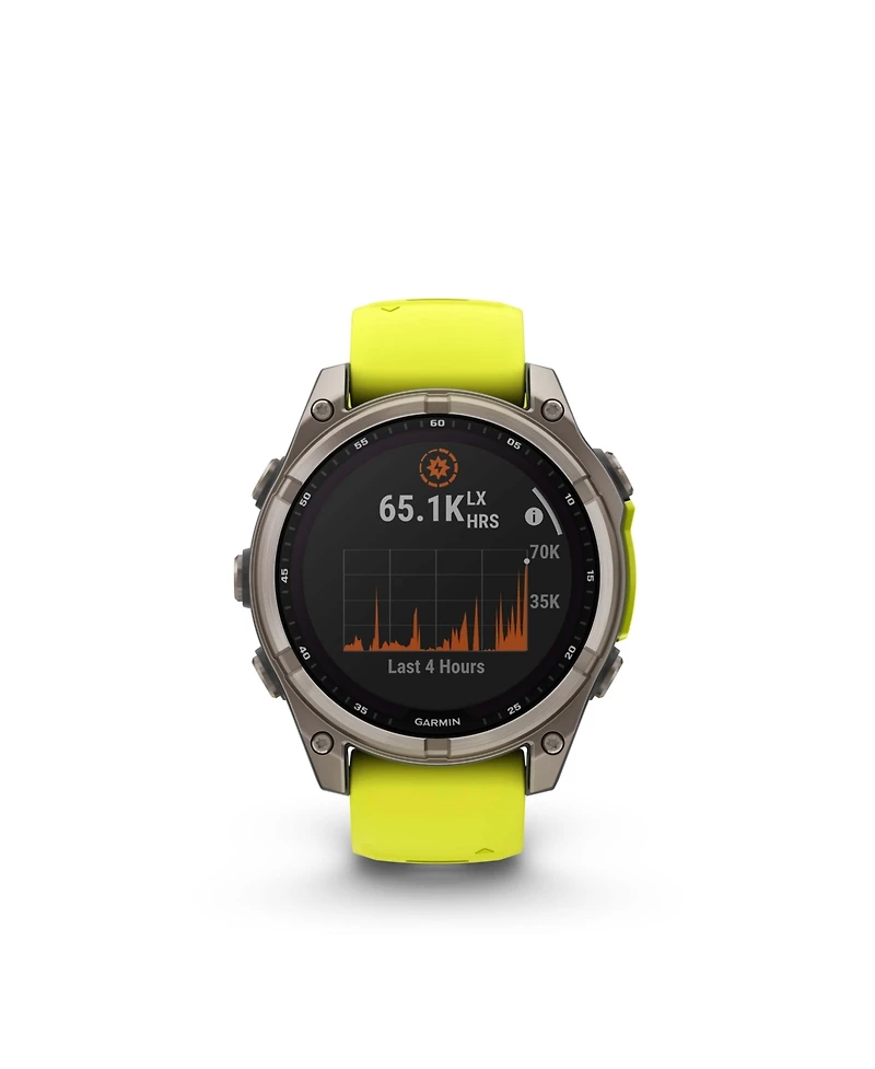 Garmin fenix 8 47mm, Saphire Solar, Outdoor & Fitness Gps Smartwatch, Bare Graphite Titanium, Amp Yellow/Graphite Band, Na