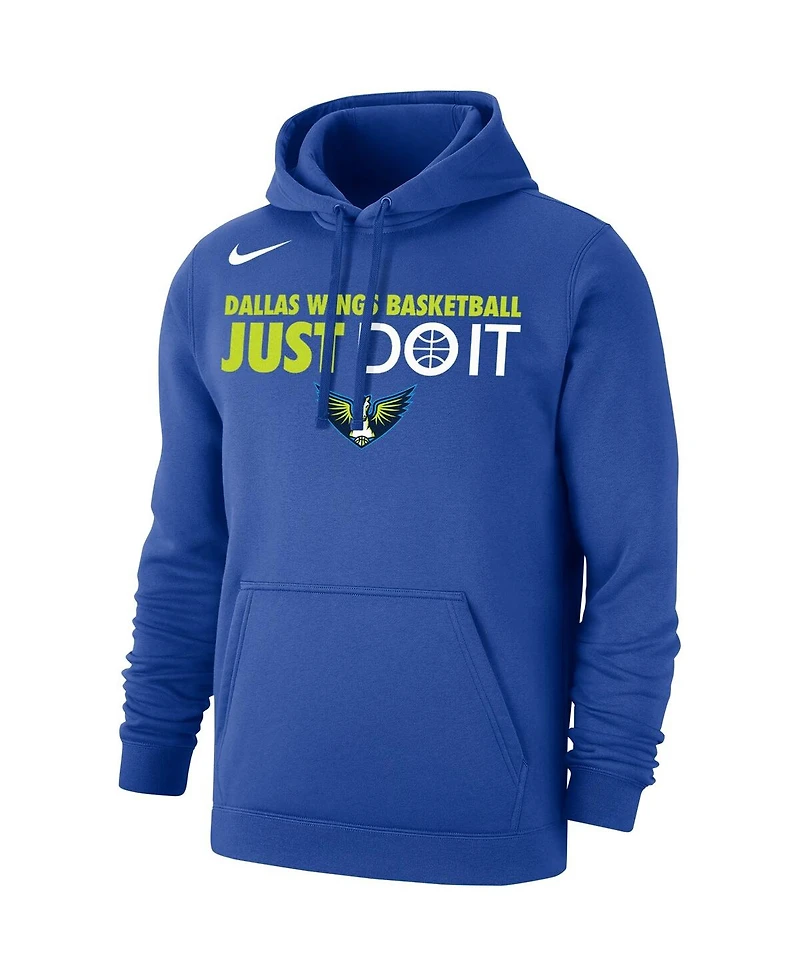 Nike Women's and Men's Blue Dallas Wings Just Do It Club Pullover Hoodie