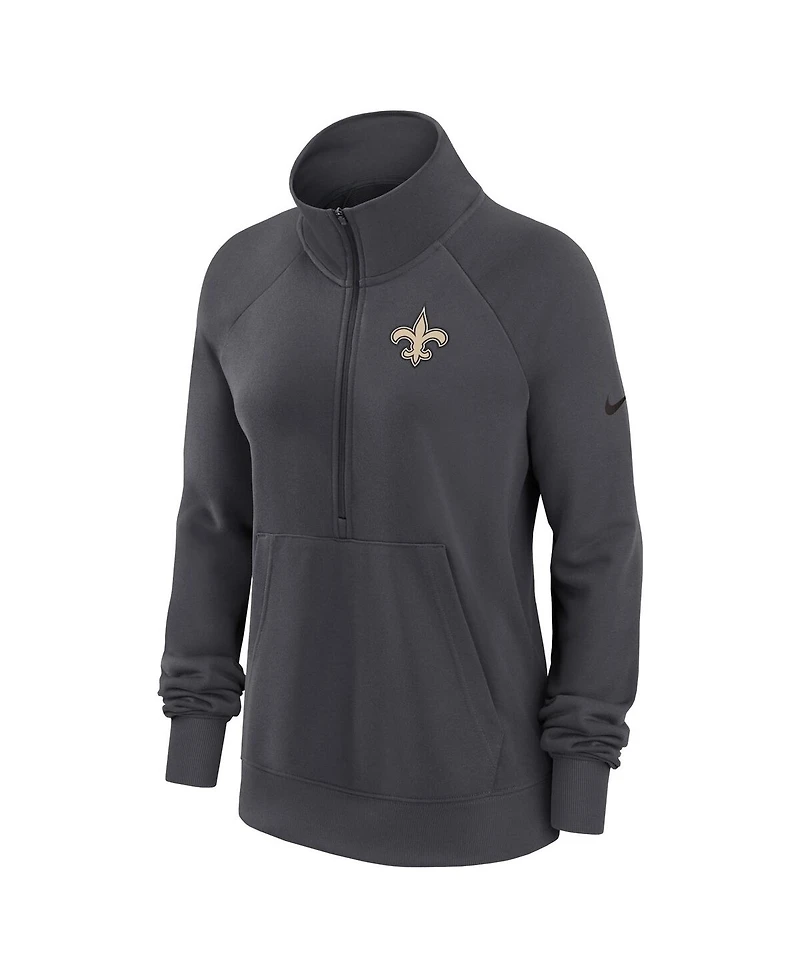 Nike Women's Charcoal New Orleans Saints Premium Raglan Performance Half-Zip Sweatshirt