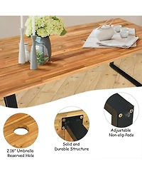 Sugift Patented 7 Pieces Outdoor Dining Set with Large Acacia Wood Table Top