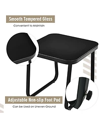 3 Pieces Patio Bistro Furniture Set with Glass Top Table Garden Deck