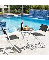 3 Pieces Patio Folding Bistro Set for Balcony or Outdoor Space