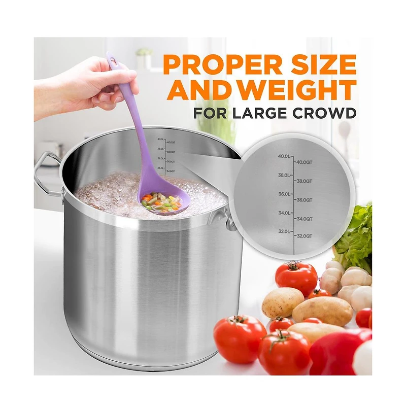 NutriChef Stainless Steel Cookware Stockpot - Quart, Heavy Duty Induction Pot