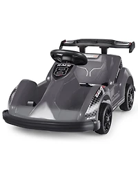 Gymax 6V Battery Powered Go Kart Kids Ride On 4 Wheel Racer Rc w/ Bumper & Music Pink