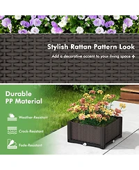 Skonyon 2 Set Elevated Plastic Raised Garden Bed Planter Kit for Flower Vegetable Grow-Brown