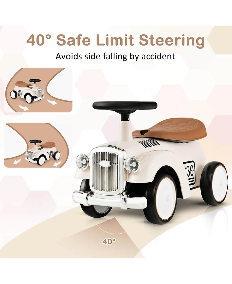 Gymax Retro Kids Ride-on Toy Kids Sit to Stand Vehicle with Working Steering Wheel White