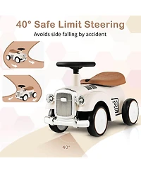 Gymax Retro Kids Ride-on Toy Kids Sit to Stand Vehicle with Working Steering Wheel White