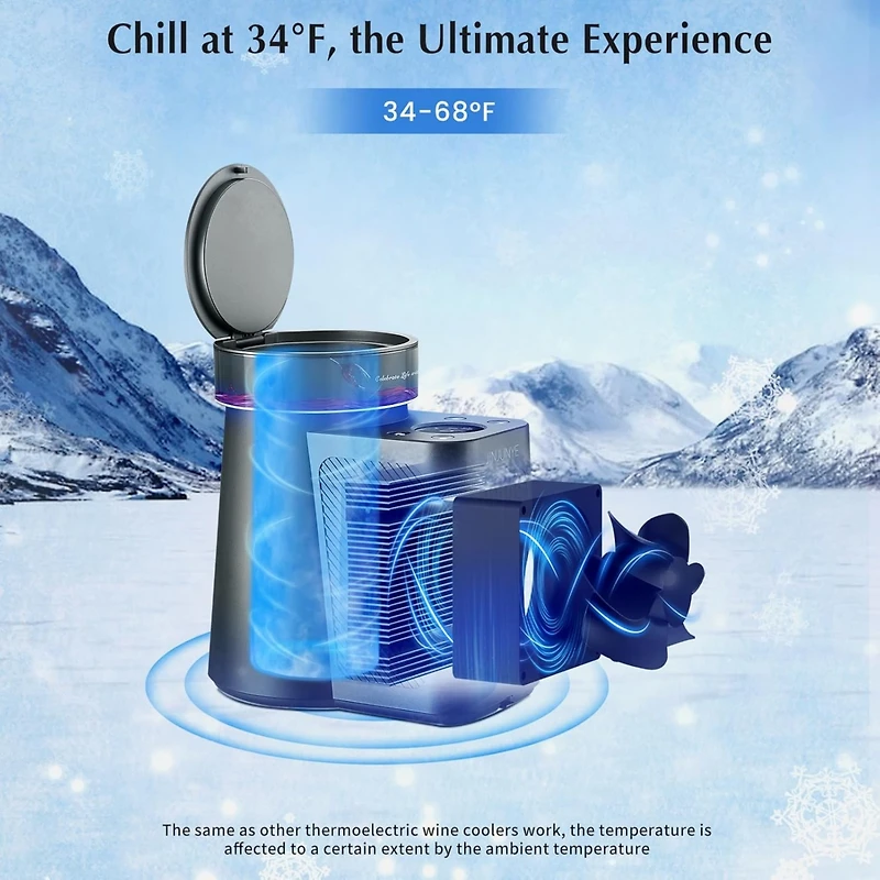 Jinjunye Wine Chiller Electric Upgrade Single Bottle Portable Wine Chiller F for Bottle Red, White Wine, Champagne, Sparking, Iceless Wine Cooler, Kit