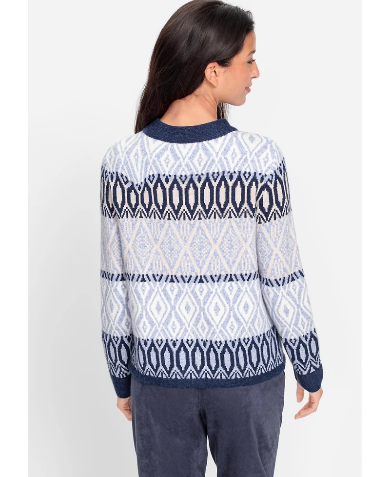 Olsen Women's Nordic Jacquard Sweater Cardigan