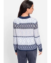 Olsen Women's Nordic Jacquard Sweater Cardigan