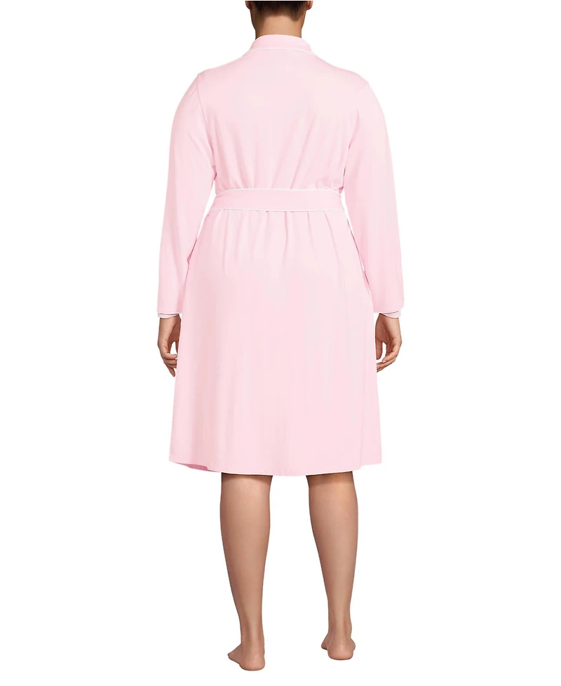 Lands' End Plus Size Cooling Robe with Piping