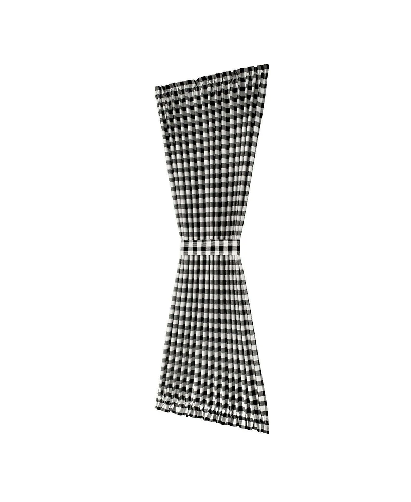 Kate Aurora Plaid Country Farmhouse French Door Curtain Panel With Matching Tieback - 54W x 40L, Yellow