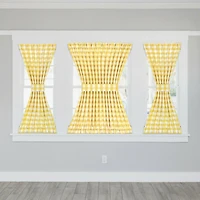 Kate Aurora Plaid Country Farmhouse French Door Curtain Panel With Matching Tieback