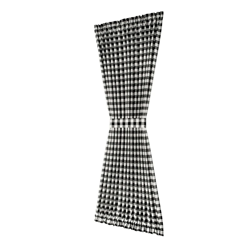 Kate Aurora Plaid Country Farmhouse French Door Curtain Panel With Matching Tieback