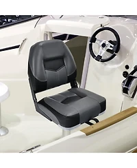 Sugift Set of 2 Folding Low Back Fishing Boat Seats with Stainless Steel Screws