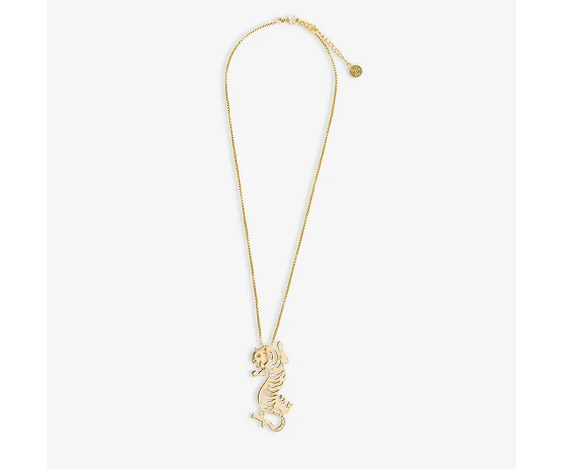 Ink + Alloy Bianca Tiger Statement Necklace Brass