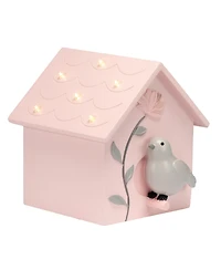 Lambs & Ivy Petals Pink/Gray Birdhouse Table Top Night Light Led Lamp