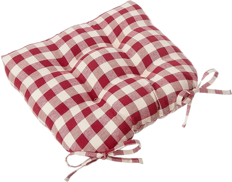 Kate Aurora Country Living Gingham Plaid Checkered Farmhouse Chair Cushion Pads
