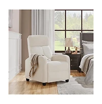 Yaheetech Adjustable Modern Single Boucle Recliner Chair Sofa with Pocket Springs Ivory