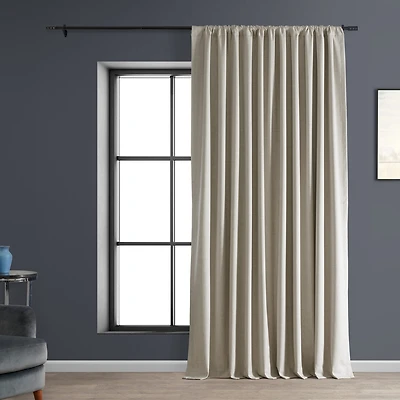 Half Price Drapes Light Beige Extra Wide Performance Linen Hotel Blackout Curtain