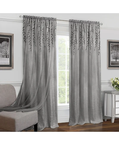 Kate Aurora Traditional Home 2 Pack Double Layered Embroidered Floral Sheer Curtains