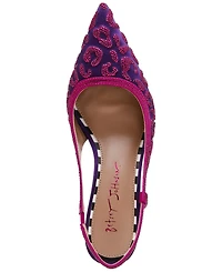 Betsey Johnson Women's Nahla Pointed-Toe Slingback Kitten-Heel Pumps