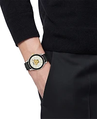 Versace Men's Swiss Black Leather Strap Watch 43mm