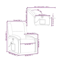 Massage Recliner Chair Black Real Leather