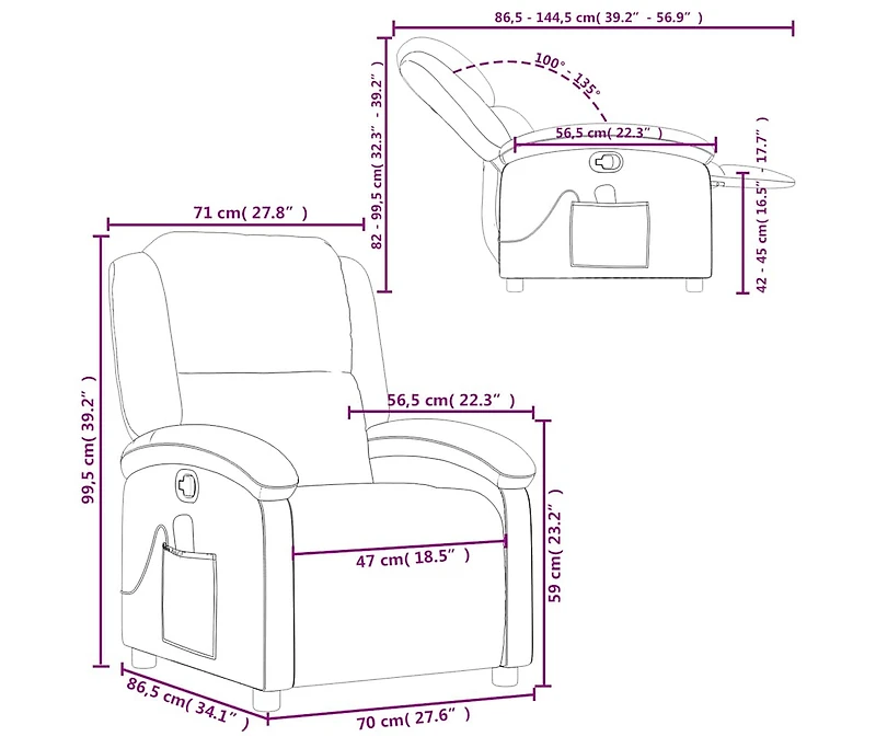 Massage Recliner Chair Black Faux Leather
