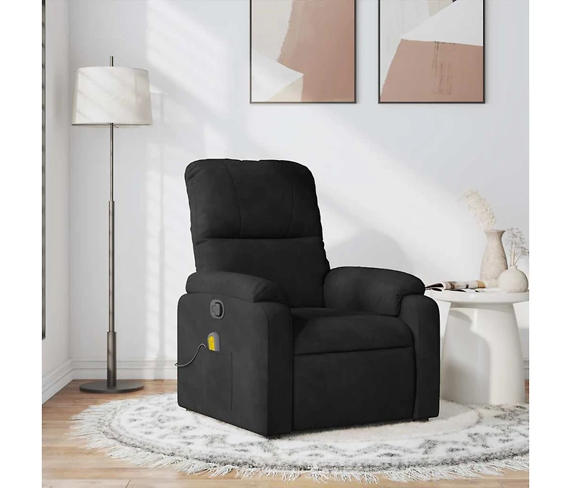 Massage Recliner Chair Black Microfiber Fabric