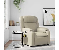 Massage Recliner Chair Cream Faux Leather