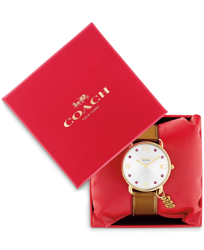 Coach Women's Elliot Lunar New Year Tan Leather Strap Watch 36mm