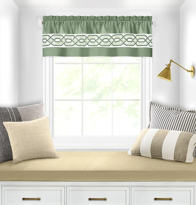 Kate Aurora Pacifico Rod Pocket Embroidered Window Valance