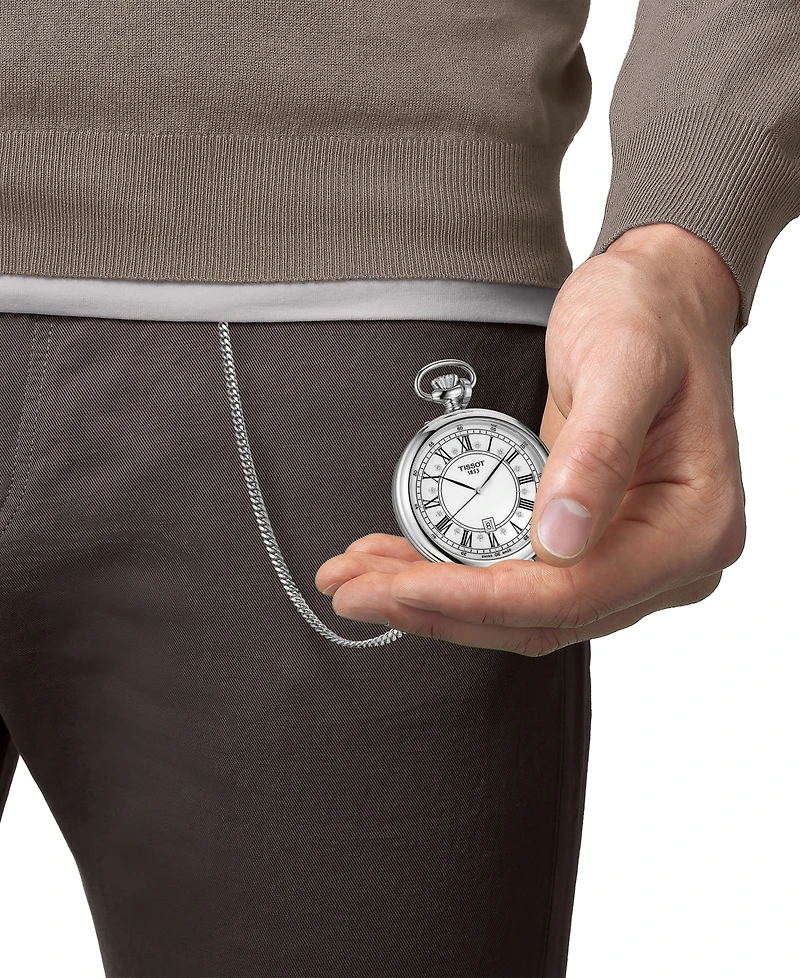 Tissot Men's Swiss T-Pocket Stainless Steel Pocket Watch 50mm