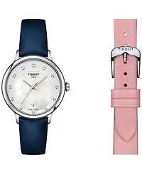 Tissot Women's Swiss Odaci-t Diamond (1/20 ct. t.w.) Blue Leather Strap Watch 33mm