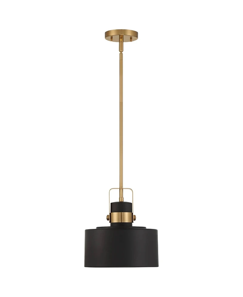 Possini Euro Design Soft Gold Mini Pendant Lighting 10" Wide Modern Matte Black Drum Shade Fixture for Dining Room Foyer Kitchen