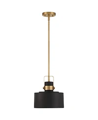 Possini Euro Design Soft Gold Mini Pendant Lighting 10" Wide Modern Matte Black Drum Shade Fixture for Dining Room Foyer Kitchen