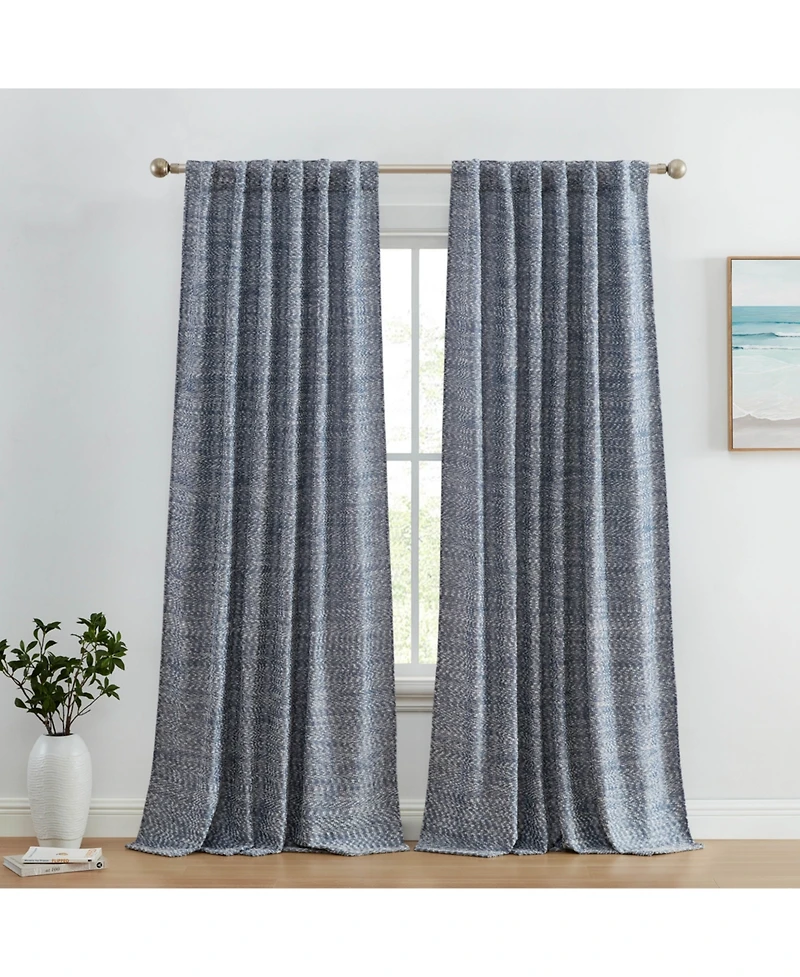 Hlc.me Easton Jacquard Slub Texture - Privacy Curtains with Back Tab Rod Pocket Lightweight Window Curtains Panels