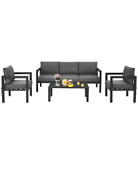 Sugift 4 Pieces Set Outdoor Furniture Set for Backyard and Poolside