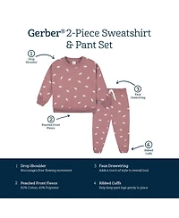 Gerber Toddler Girls Birds Sweatshirt & Active Pant Set, 2-Piece