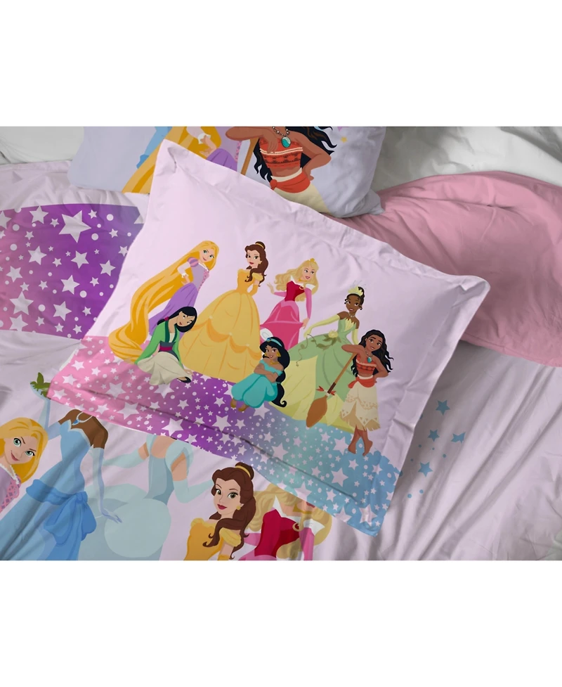 Sunny Side Up Disney Princess Rainbow Stars Bed Set with Sham