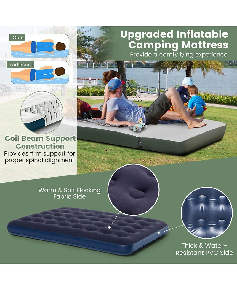 Sugift 5-in-1 2-Person Foldable Outdoor Camping Tent Cot with Air Mattress and Sleeping Bag