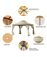 Sugift Outdoor 2-Tier 10 Feet x 10 Feet Screw-free Structure Shelter Gazebo Canopy