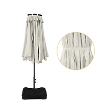 Casainc Outdoor Double-Sided Rectangular Led Light Market Umbrella With Base and Cover