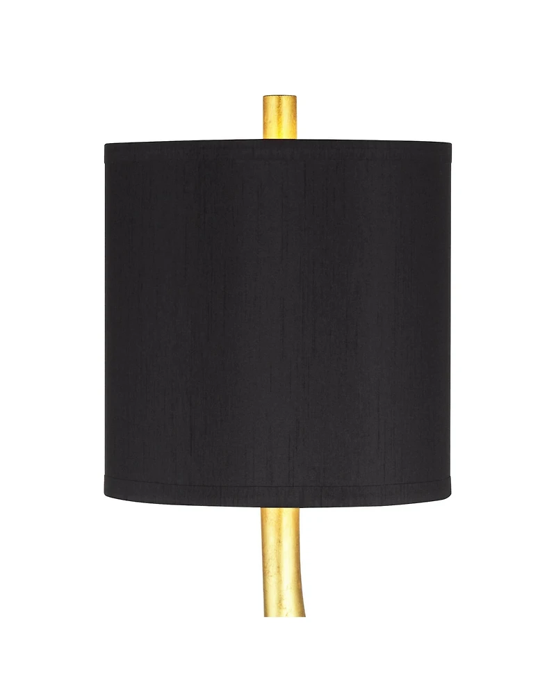 Possini Euro Design Minerva 32" Tall Large Modern Glam End Table Lamp Gold Leaf Finish Marble Single Living Room Bedroom Bedside