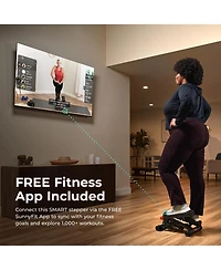 Sunny Health & Fitness Mini Stepper, Low-Impact Stair Step Cardio Equipment with Resistance Bands, Performance Digital Monitor, and SunnyFit App Bluet