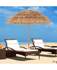 6.5 Ft Hula Thatched Tiki Beach Umbrella 30° Tilting Hawaiian Style Umbrella